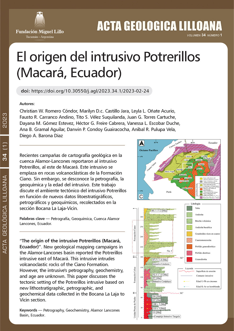 El origen del intrusivo Potrerillos (Macará, Ecuador)