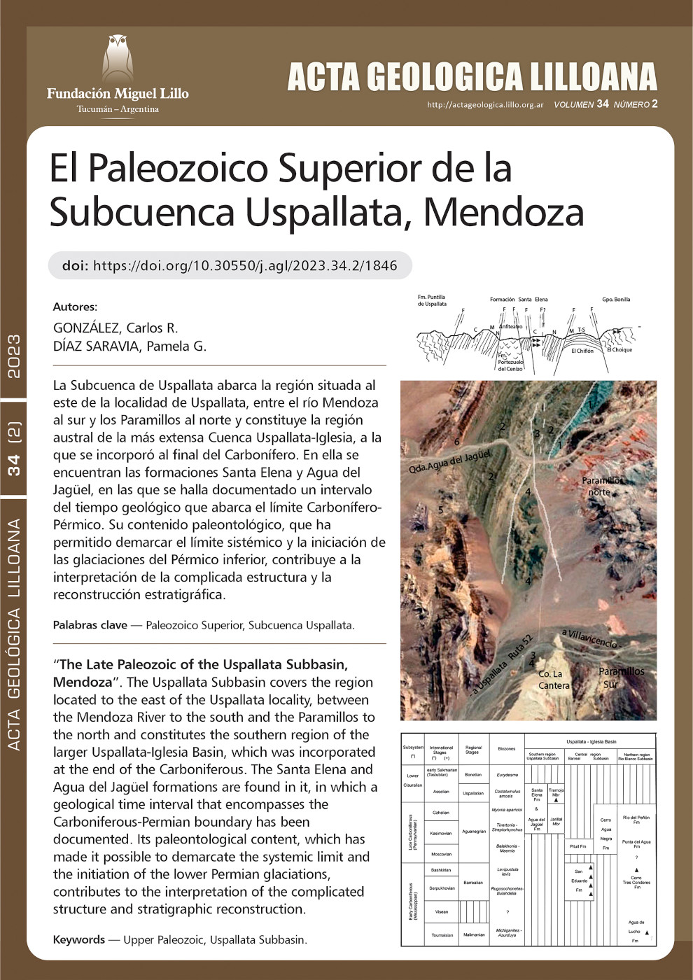 El Paleozoico Superior de la Subcuenca Uspallata, Mendoza