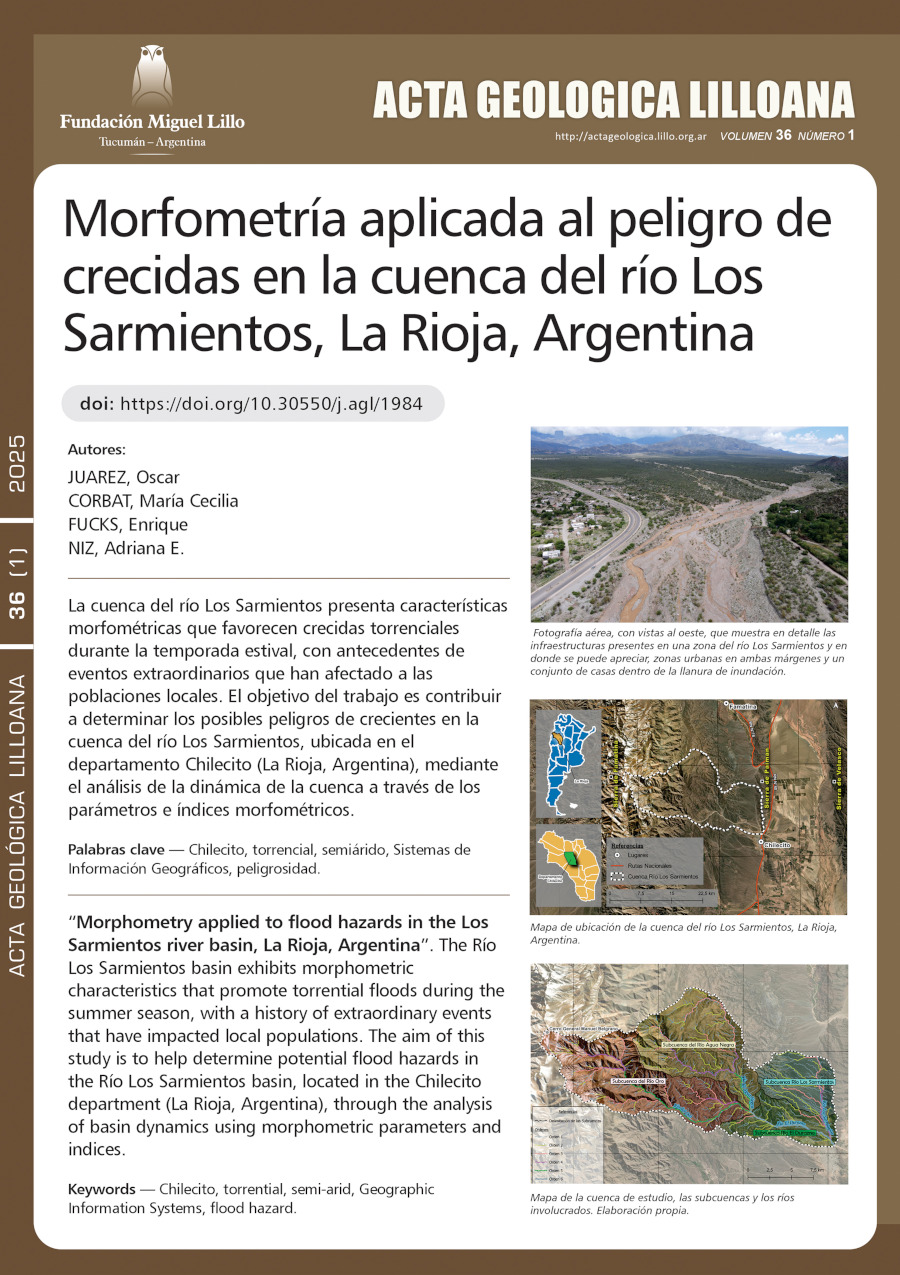 Morfometría aplicada al peligro de crecidas en la cuenca del río Los Sarmientos, La Rioja, Argentina