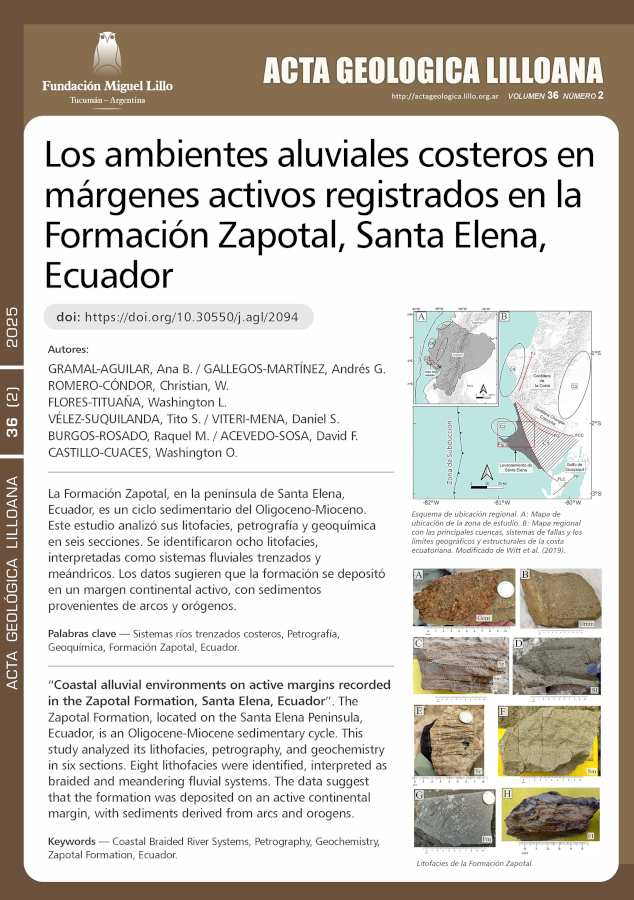 Los ambientes aluviales costeros en márgenes activos registrados en la Formación Zapotal, Santa Elena, Ecuador