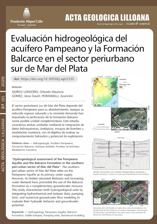 Datos y evidencias hidrogeológicas para evaluar el acuífero Pampeano y la formación Balcarce en el periurbano sur de Mar del Plata