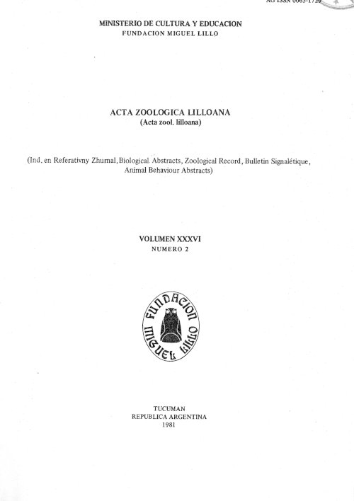 					Ver Acta Zoológica Lilloana 36 (2) (1981)
				