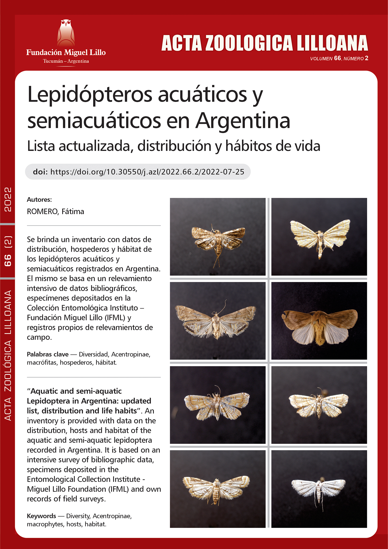 Lepidópteros acuáticos y semiacuáticos en Argentina: lista actualizada, distribución