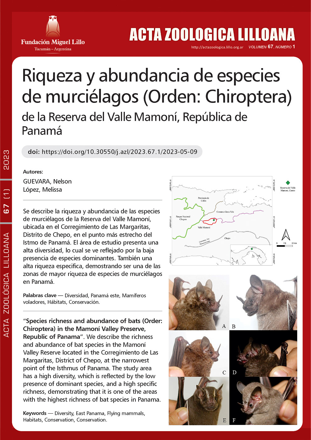 Riqueza y abundancia de especies de murciélagos (Orden: Chiroptera) de la Reserva del Valle Mamoní, República de Panamá
