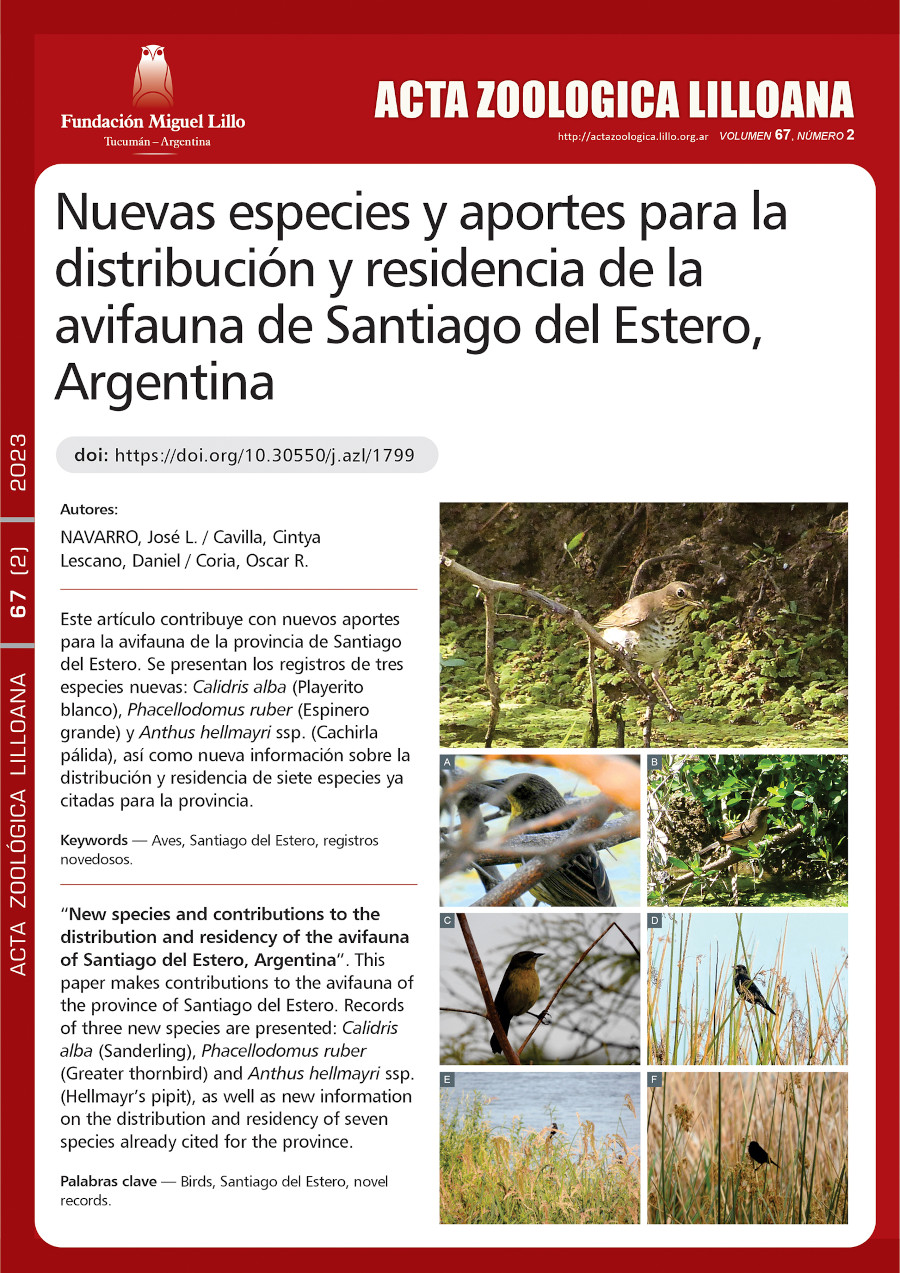 Nuevas especies y aportes para la distribución y residencia de la avifauna de Santiago del Estero, Argentina