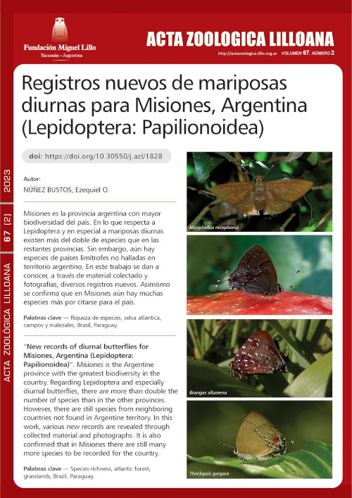 Registros nuevos de mariposas diurnas para Misiones, Argentina (Lepidoptera: Papilionoidea)