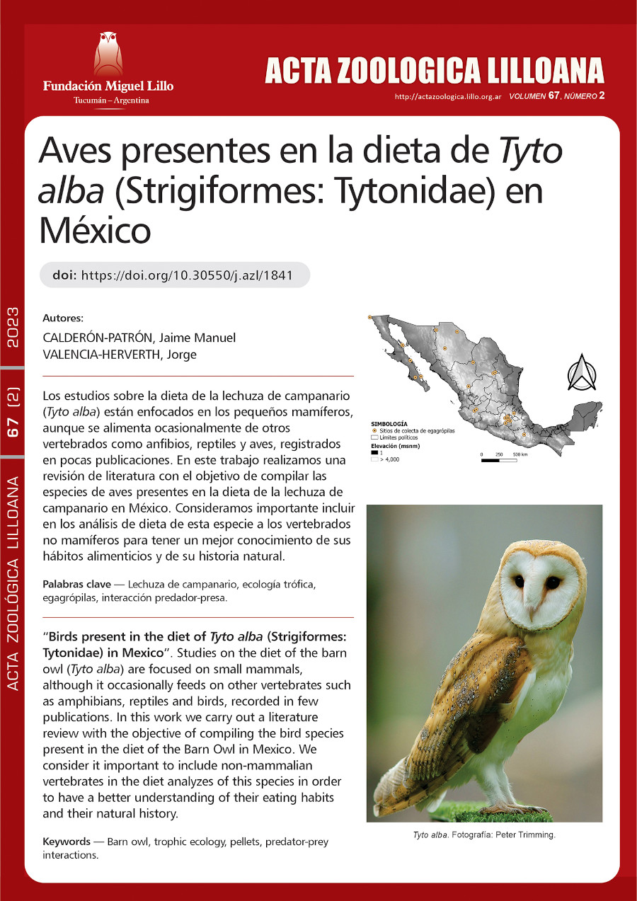 Aves presentes en la dieta de Tyto alba (Strigiformes: Tytonidae) en México