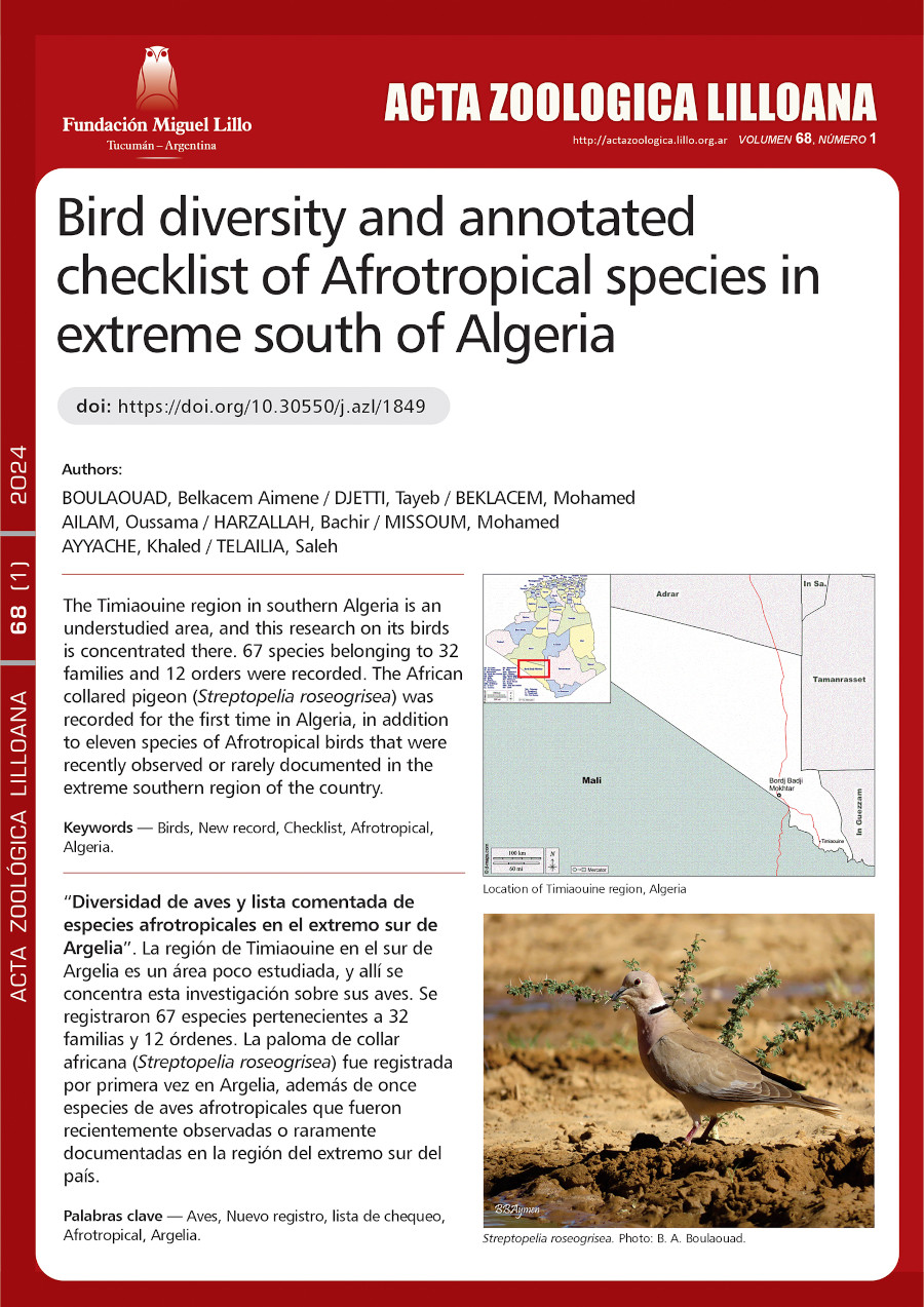 Diversidad de aves y lista comentada de especies afrotropicales en el extremo sur de