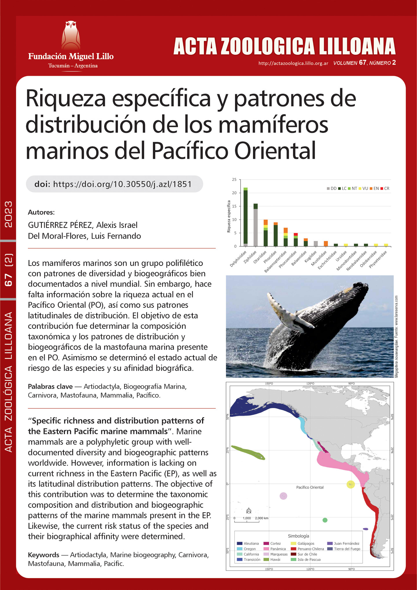 Riqueza específica y patrones de distribución de los mamíferos marinos del Pacífico Oriental