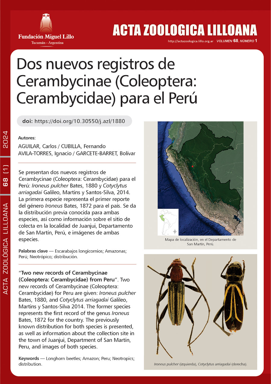 Dos nuevos registros de Cerambycinae (Coleoptera: Cerambycidae) para el Perú