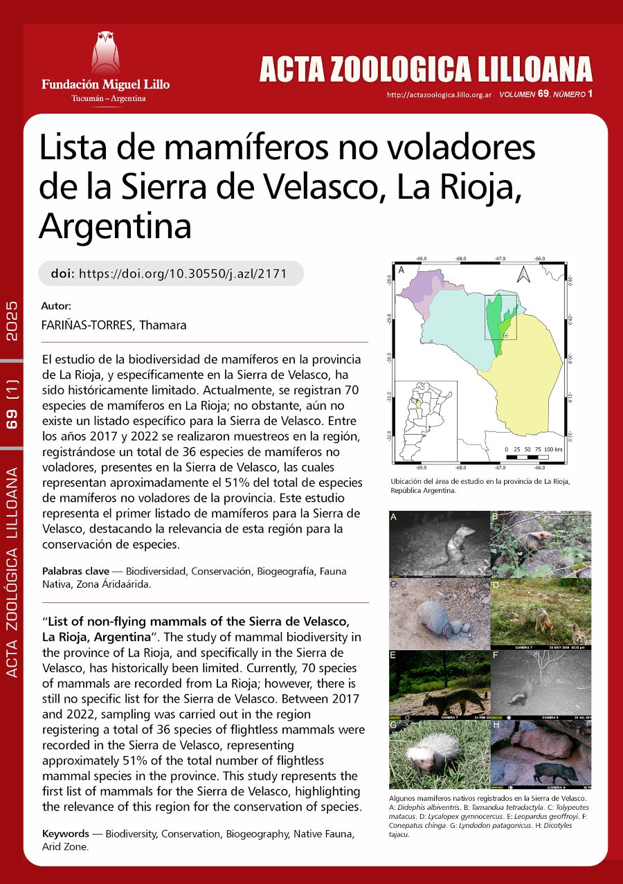 Lista de mamíferos no voladores de la Sierra de Velasco, La Rioja, Argentina
