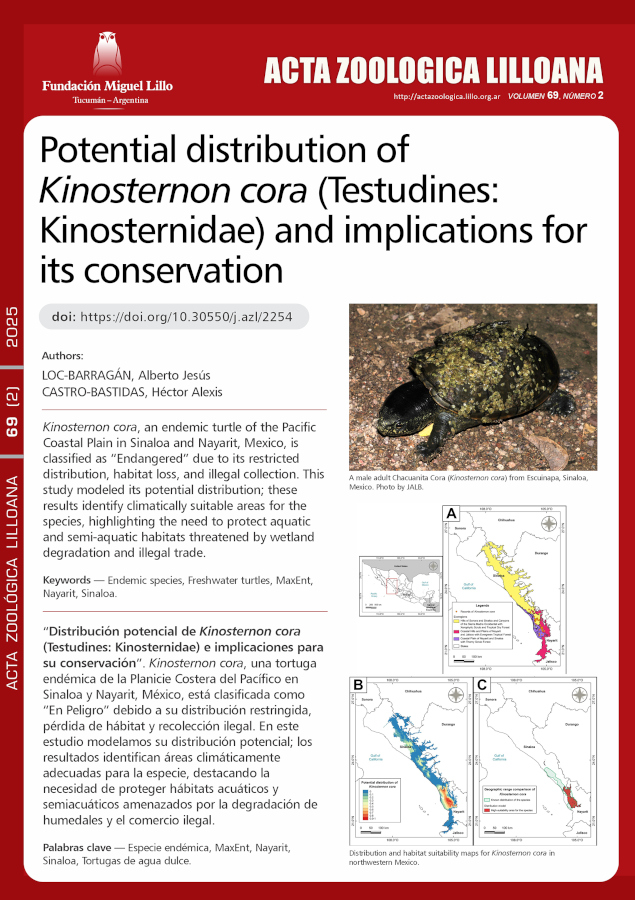 Potential distribution of Kinosternon cora (Testudines: Kinosternidae) and implications for its conservation