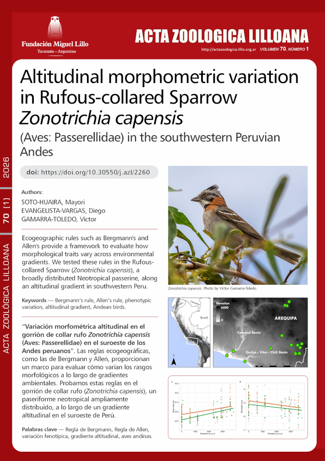 Variación morfométrica altitudinal en el gorrión de collar rufo Zonotrichia capensis (