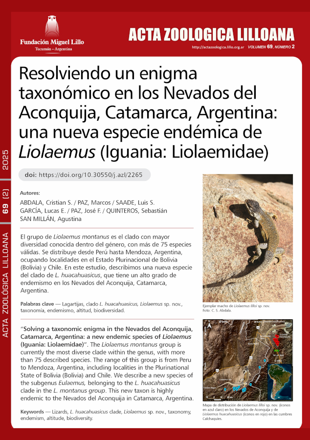 Resolviendo un enigma taxonómico en los Nevados del Aconquija, Catamarca, Argentina: una nueva especie endémica de Liolaemus (Iguania: Liolaemidae)