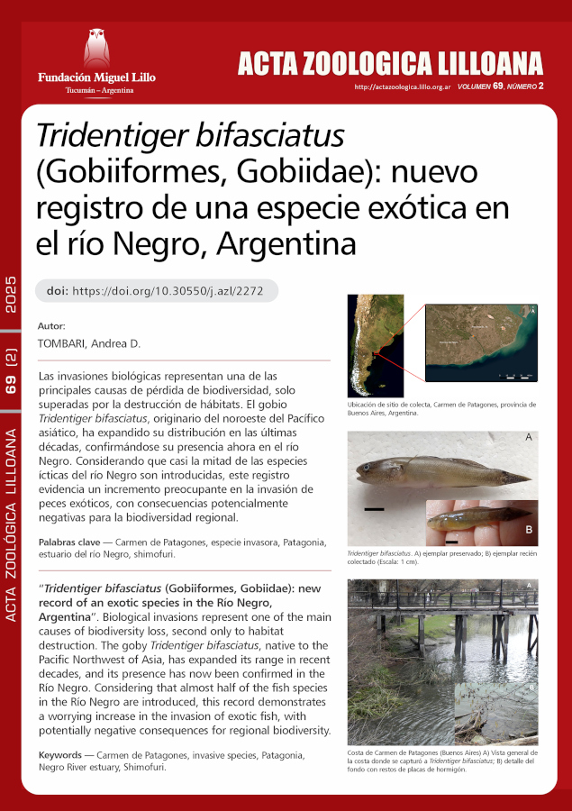 Tridentiger bifasciatus (Gobiiformes, Gobiidae): nuevo registro de una especie exótica en el río Negro, Argentina