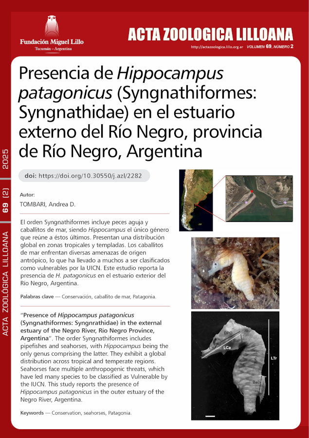 Presencia de Hippocampus patagonicus (Syngnathiformes: Syngnathidae) en el estuario externo del Río Negro, provincia de Río Negro, Argentina