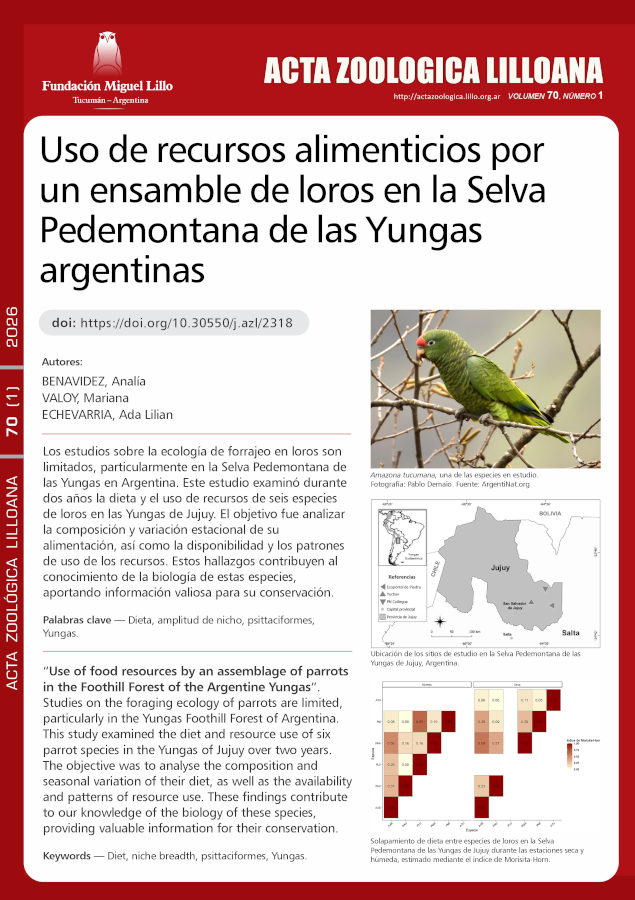 Uso de recursos alimenticios por un ensamble de loros en la Selva Pedemontana de las Yungas argentinas