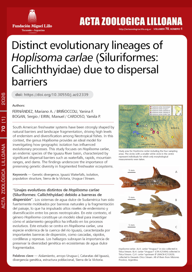 Linajes evolutivos distintos de Hoplisoma carlae (Siluriformes: Callichthyidae) debido a barreras de dispersión