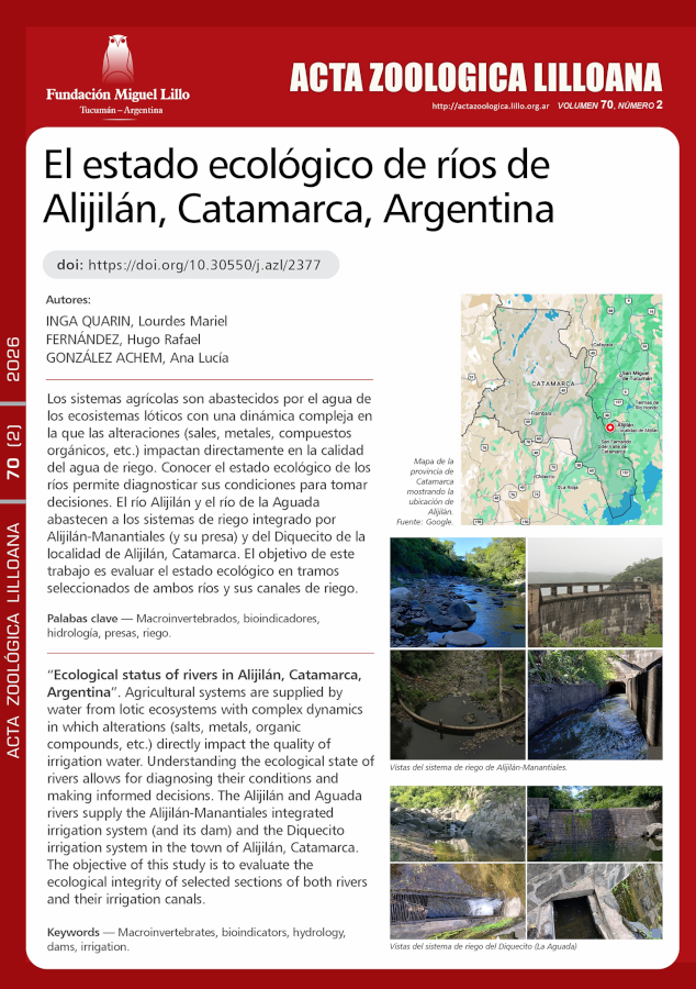 El estado ecológico de ríos de Alijilán, Catamarca, Argentina