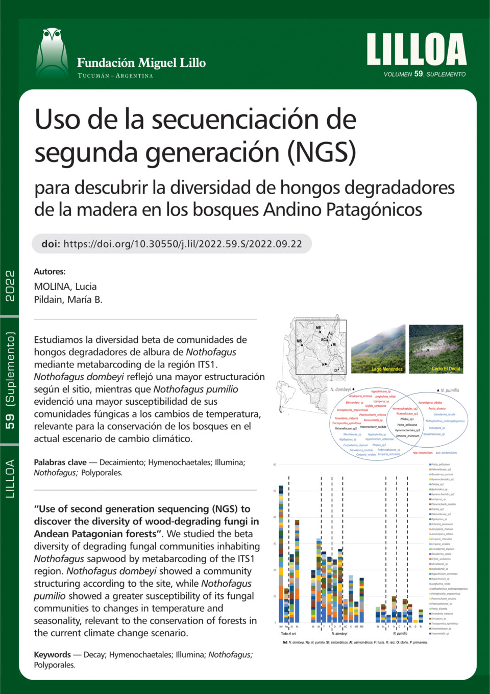Uso de la secuenciación de segunda generación (NGS) para descubrir la diversidad de hongos degradadores de la madera en los bosques Andino Patagónicos