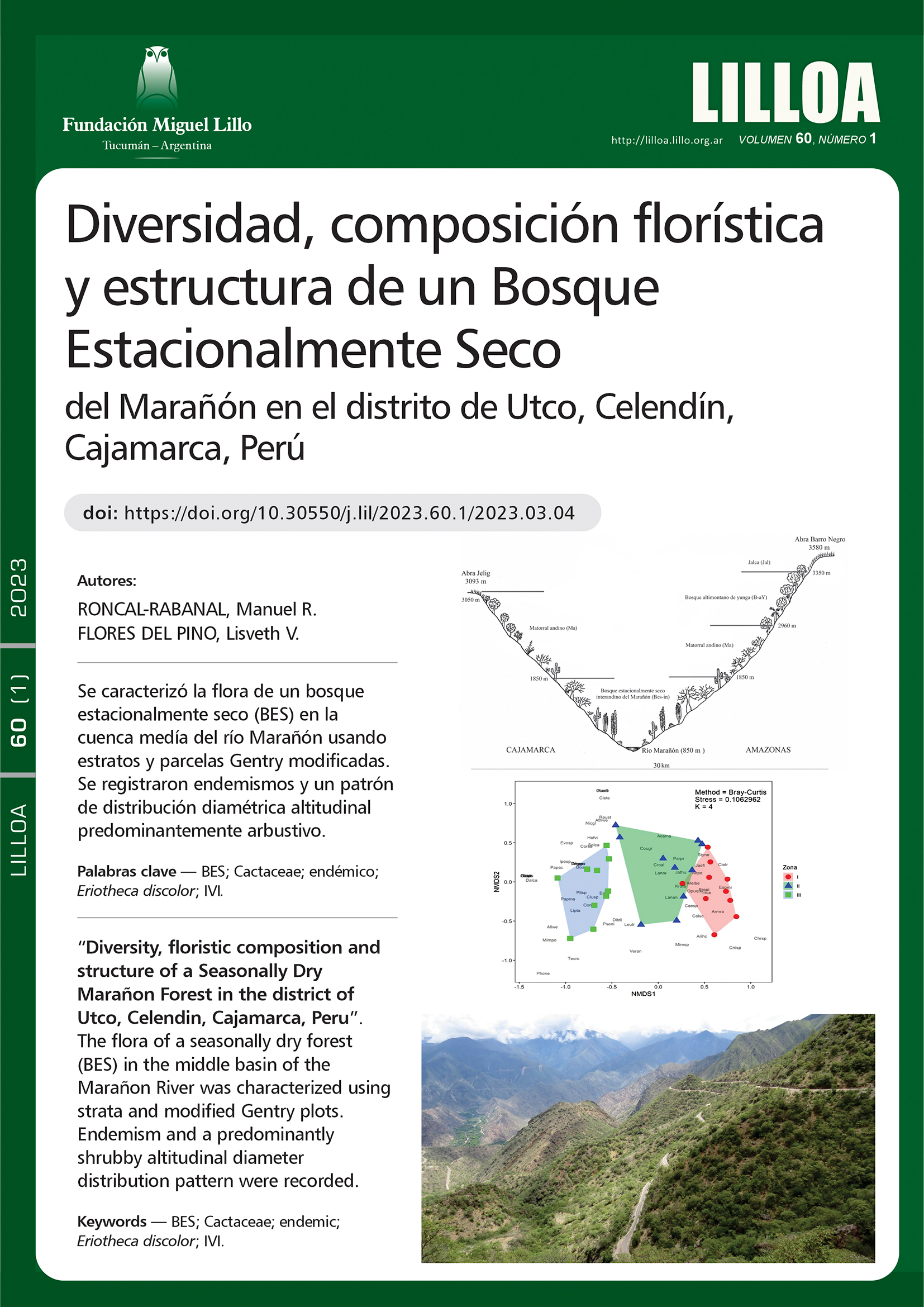 Diversidad, composición florística y estructura de un Bosque Estacionalmente Seco del Marañón en el distrito de Utco, Celendín, Cajamarca, Perú
