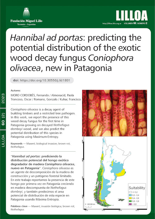 Hannibal ad portas: prediciendo la distribución potencial del hongo exótico degradador de madera Coniophora olivacea, nuevo en Patagonia