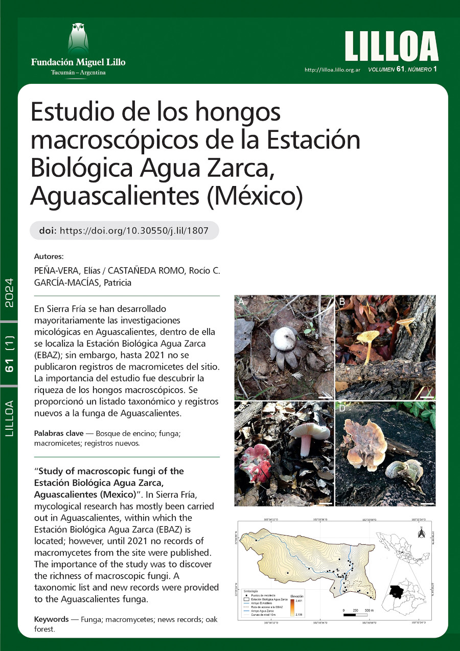 Estudio de los hongos macroscópicos de la Estación Biológica Agua Zarca, Aguascalientes (México) : Hongos macroscópicos de la EBAZ