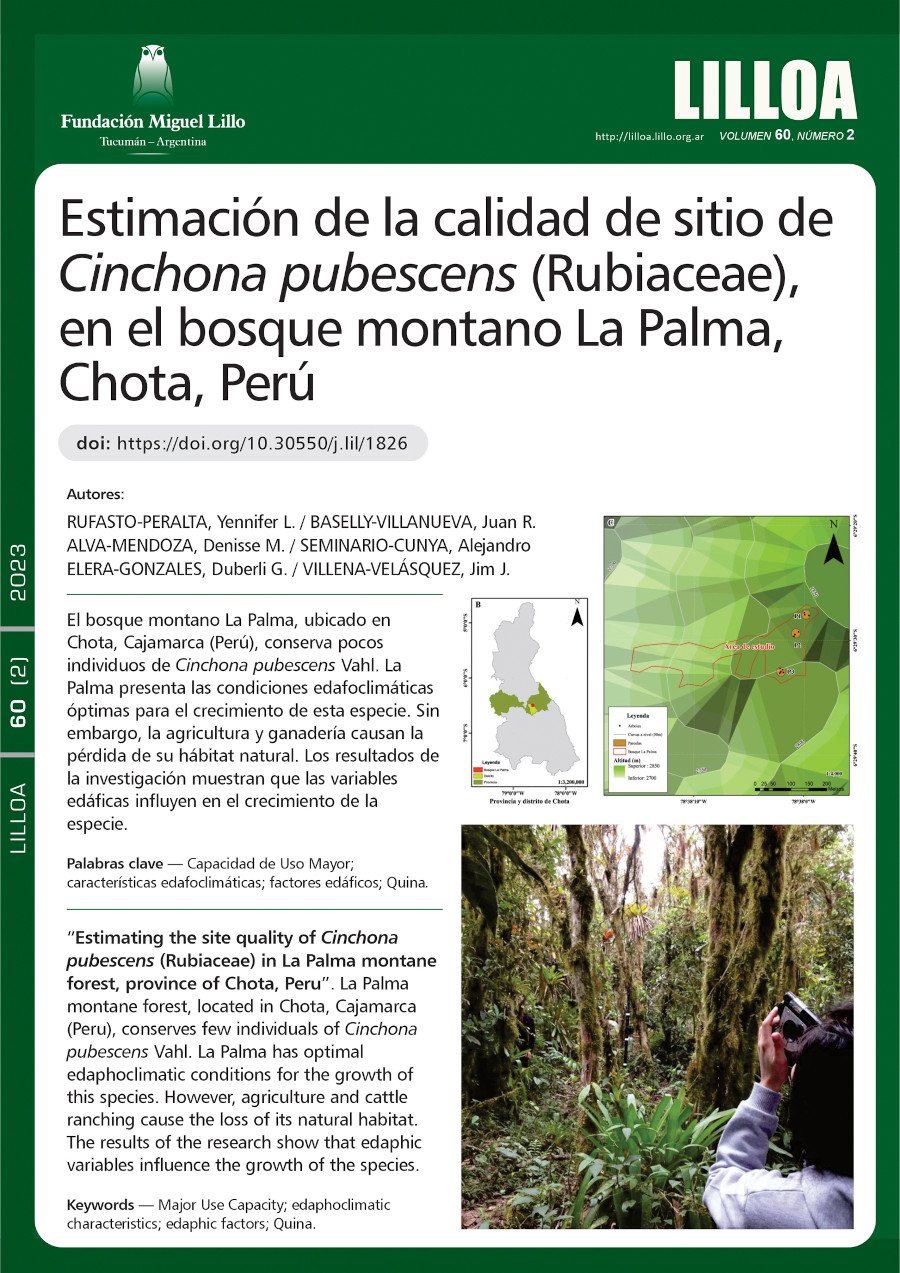 Estimación de la calidad de sitio de Cinchona pubescens (Rubiaceae), en el bosque montano La Palma, Chota, Perú