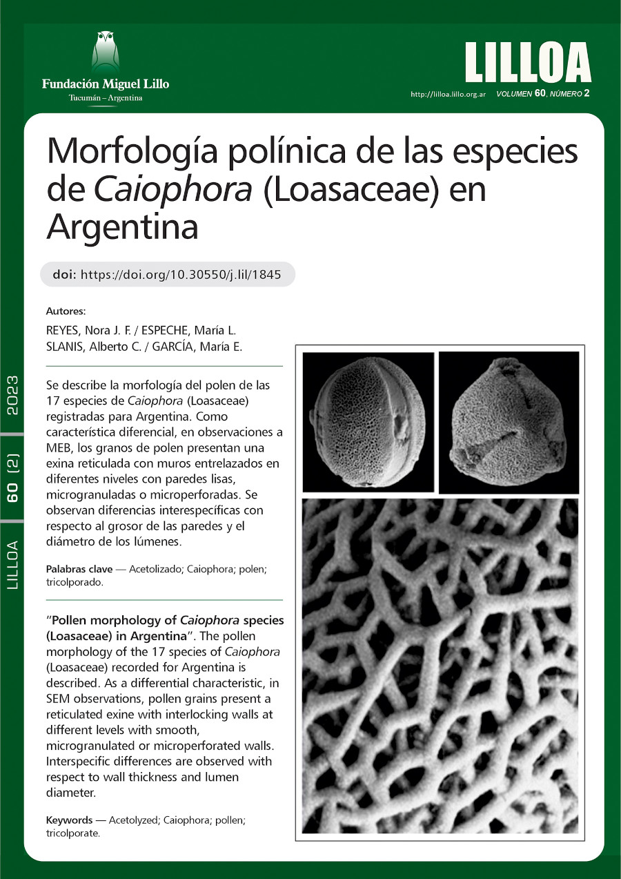 Morfología polínica de las especies de Caiophora (Loasaceae) en Argentina