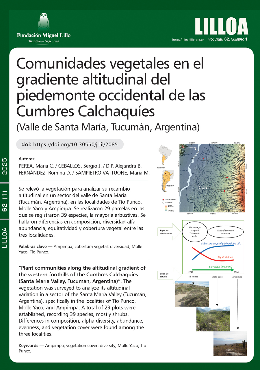 Comunidades vegetales en el gradiente altitudinal del piedemonte occidental de las Cumbres Calchaquíes (Valle de Santa María, Tucumán, Argentina)