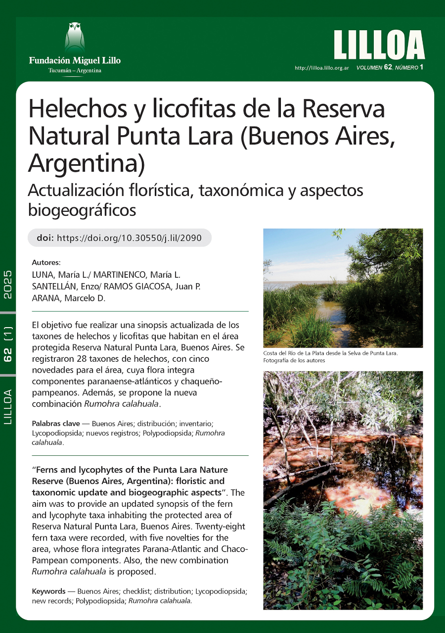 Helechos y licofitas de la Reserva Natural Punta Lara (Buenos Aires, Argentina): actualización florística, taxonómica y aspectos biogeográficos