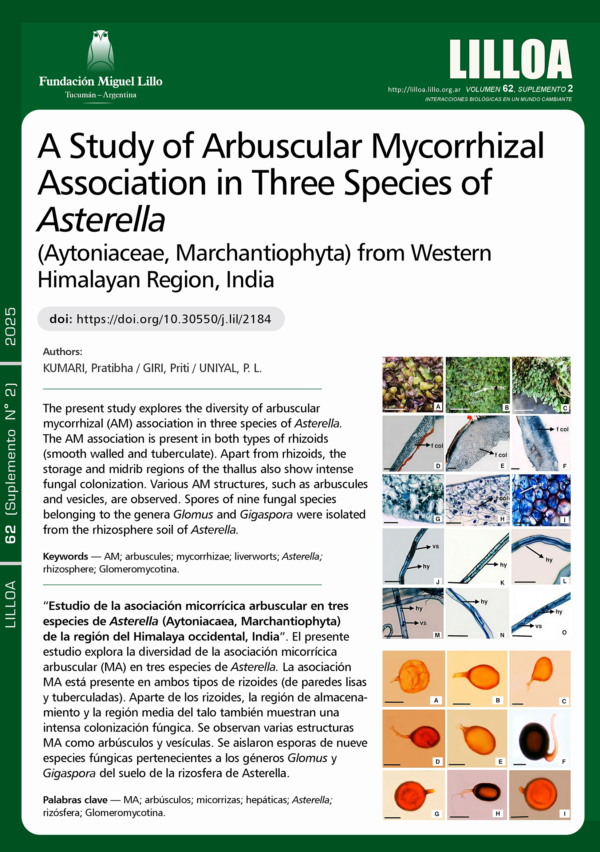 Estudio de la asociación micorrícica arbuscular en tres especies de Asterella (Aytoniacaea, Marchantiophyta) de la región del Himalaya occidental, India