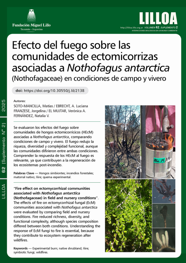 Efecto del fuego sobre las comunidades de ectomicorrizas asociadas a Nothofagus antarctica (Nothofagaceae) en condiciones de campo y vivero