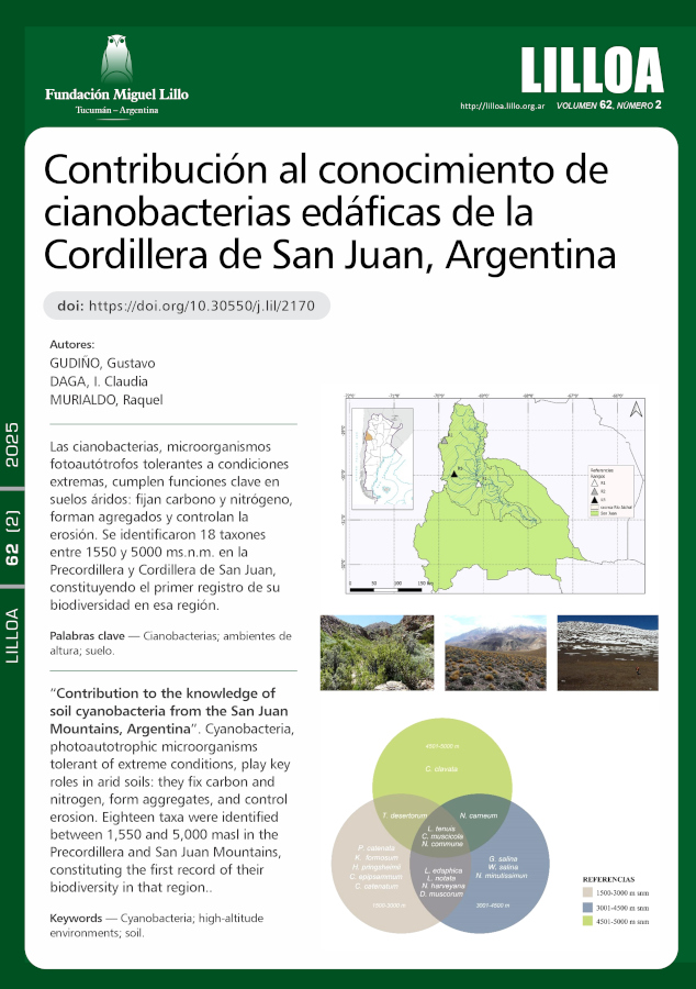 Contribución al conocimiento de cianobacterias edáficas de la Cordillera de San Juan, Argentina