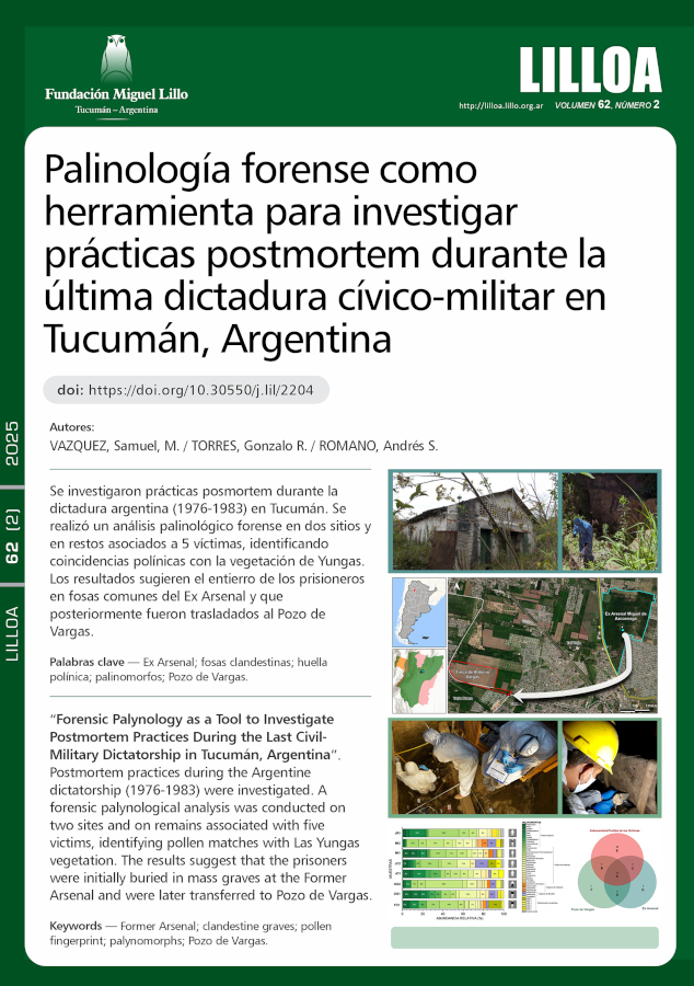 Palinología forense como herramienta para investigar prácticas postmortem durante la última dictadura cívico- militar en Tucumán, Argentina