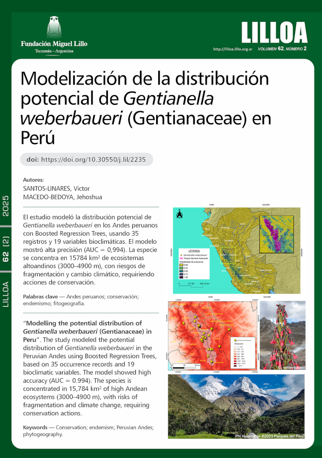 Modelización de la distribución potencial de Gentianella weberbaueri (Gentianaceae) en Perú