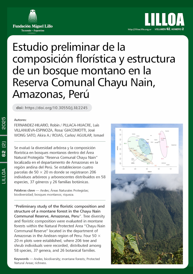 Estudio preliminar de la composición florística y estructura de un bosque montano en la Reserva Comunal Chayu Nain, Amazonas, Perú