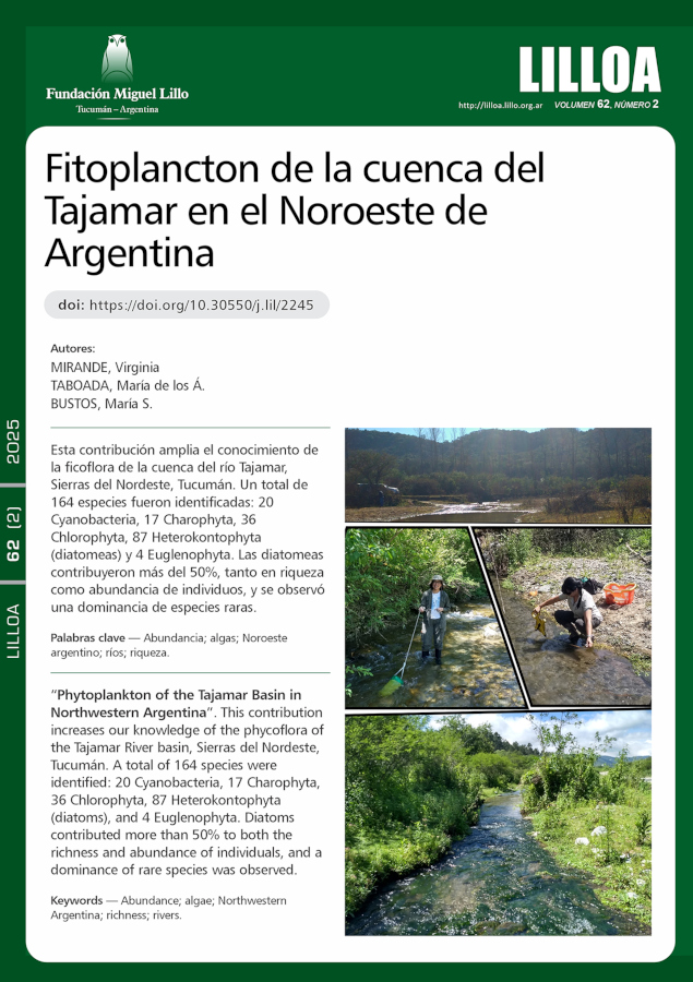 Fitoplancton de la cuenca del Tajamar en el Noroeste de Argentina