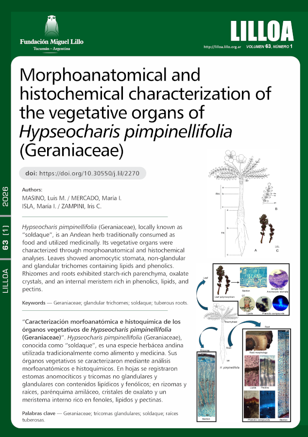 Caracterización morfoanatómica e histoquímica de los órganos vegetativos de Hypseocharis pimpinellifolia (Geraniaceae)