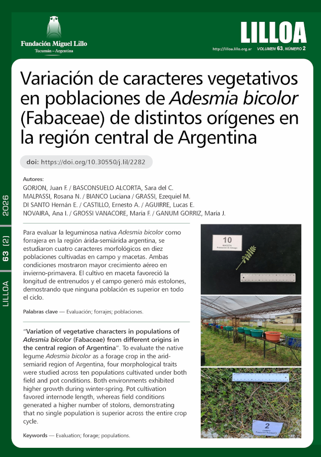 Variación de caracteres vegetativos en poblaciones de Adesmia bicolor (Fabaceae) de distintos orígenes en la región central de Argentina