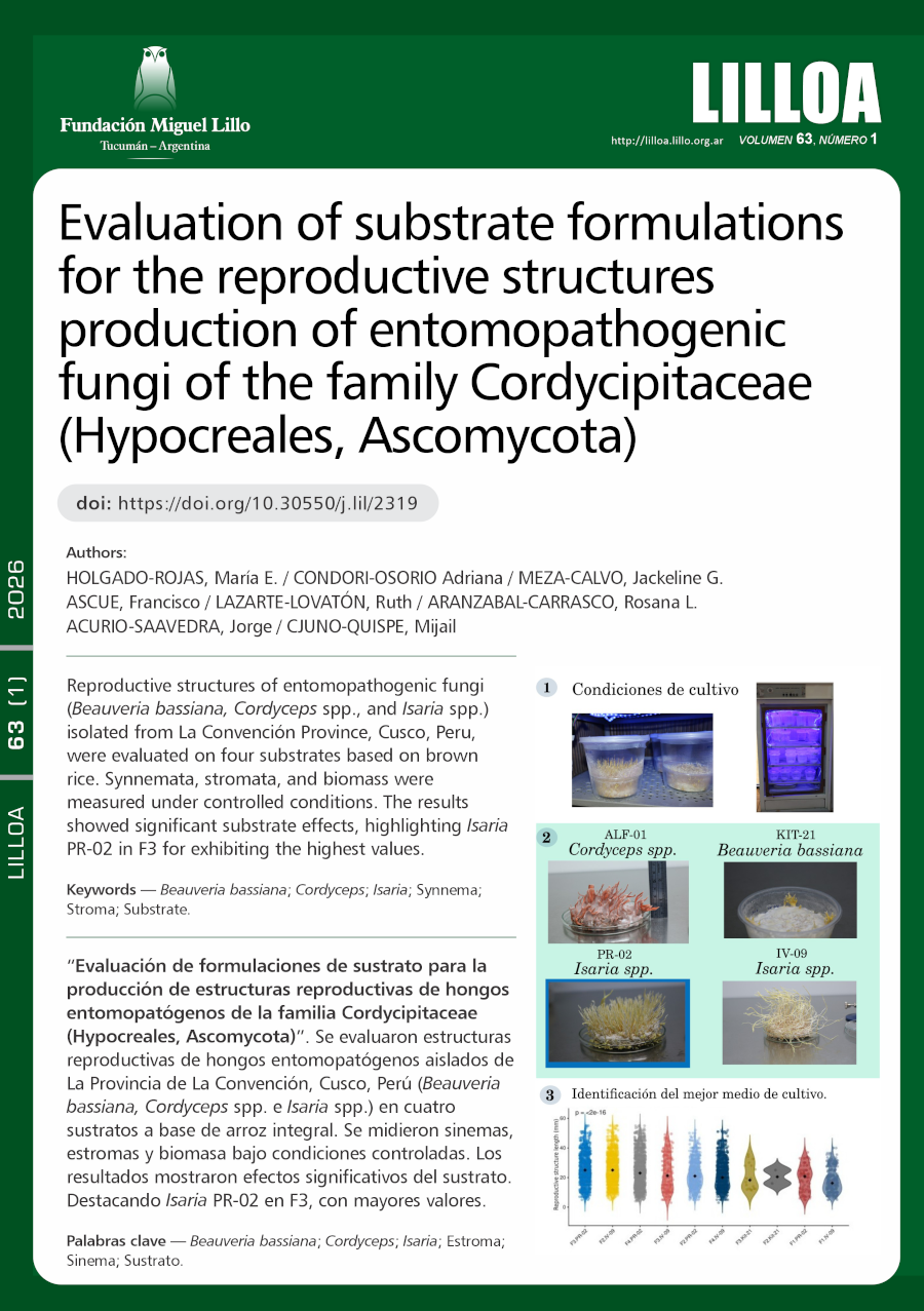 Evaluación de formulaciones de sustrato para la producción de estructuras reproductivas de hongos entomopatógenos de la familia Cordycipitaceae (Hypocreales, Ascomycota)