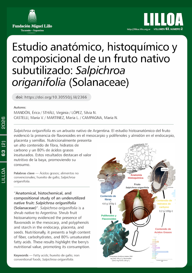 Estudio anatómico, histoquímico y composicional de un fruto nativo subutilizado: Salpichroa origanifolia (Solanaceae)