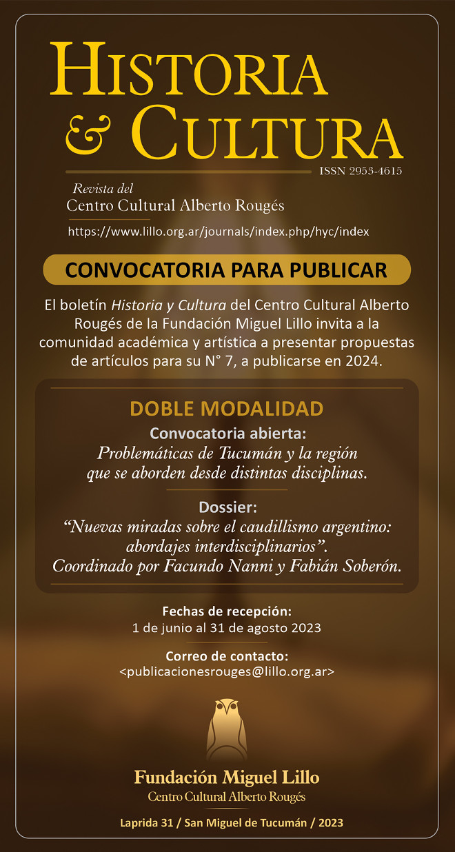 Convocatoria como publicar en Historia y Cultura del Centro Cultural Rougés