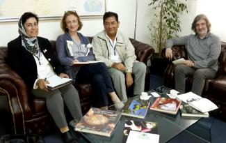 Dra. Ouafae Benlhabib (del Instituto Hassan II de Rabat), Florence Rolle, Juan González (FML) y el Dr. Didier Bazile representante del CIRAD (organismos francés para la investigacion y cooperacion internacional)